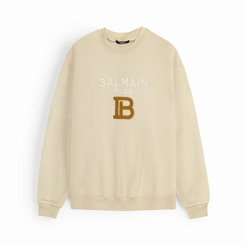 Balmain Towel Embroidered Stone Sweatshirt